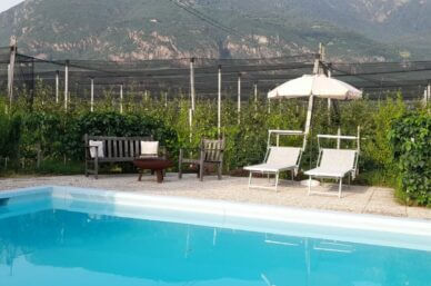 Pool der Ferienwohnung auf Apfelhof in Südtirol bei Bozen