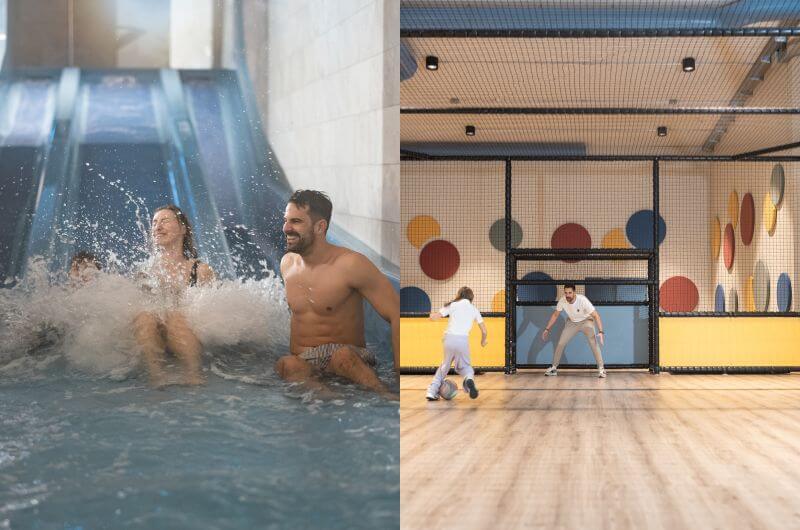 Hallenbad-Wasserrutsche-Babypool-Luxus-Familienhotel-Reschensee-Fußball-Das-Gerstl-Family-Retreat